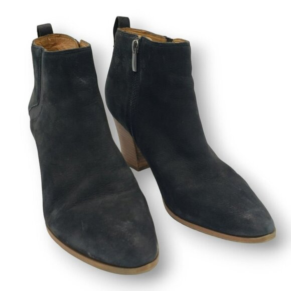 Franco Sarto Atlas Suede Ankle Zip Bootie Womens 10 Black - Picture 2 of 9